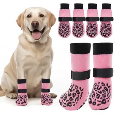 PICK FOR LIFE Non Slip Dog Socks with Grippers Prevent from Licking Paws, Anti-Slip Dogs Grip Socks for Senior Dogs on Hardwood Floor(Pink, 2Pairs, M) - Image 1