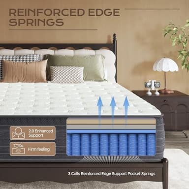Hybrid Mattress Queen Size, 12 Inch Soft Queen Size with Hybrid Bed Mattress in a Box Pressure Relief, Cooling Farbic, Motion Isolation & Edge Support - Image 3