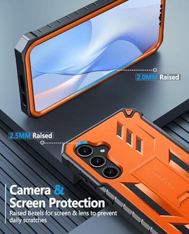 FNTCASE for Samsung Galaxy S24-FE Case: Military Grade Drop Proof Protection Mobile Cover with Kickstand | Matte Textured Rugged Shockproof TPU | Protective Sturdy Phone Case Orange - Image 7
