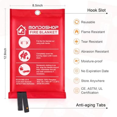 Mondoshop Fire Blanket for Home Kitchen Camping 12 Pack Emergency Fire Blanket Fire Resistant Blanket for Grill, Car, Office, Warehouse, School, Picnic, Garages, Workshops - Image 7