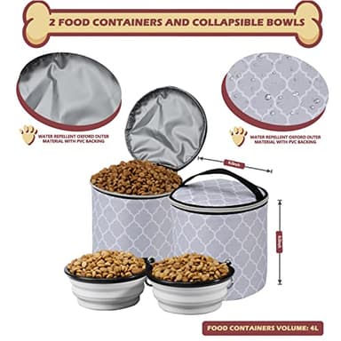 BAGLHER Dog Travel Bag Backpack, Airline Approved Pet Supplies Backpack, Dog Travel Backpack with 2 Silicone Collapsible Bowls and 2 Food Baskets DLWhite - Image 4