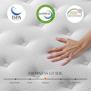 PECHINOU Full Size Mattress 10 Inch Full Mattress in a Box,Hybrid Gel Memory Foam and Individual Pocket Springs, Soft and Comfort,Pressure Relief, Medium Firm CertiPUR-US Certified - Image 3