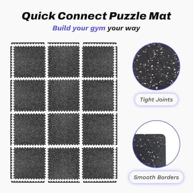 AIRHOP 0.56in Thick 48 Sq Ft Exercise Equipment Mats, 12 Tiles Upgraded Rubber Top with High Density EVA Foam, Large Interlocking Puzzle Gym Flooring for Home Gym, Heavy Weight Workout, 24 x 24in - Image 5