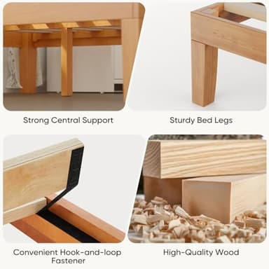 DUMOS Full Size Wood Bed Frame, 12in Wooden Platform Bed Frame Mattress Foundation with Support Slats, No Spring Needed, Storage Space Under Base, Easy Assembly, Pine - Image 4