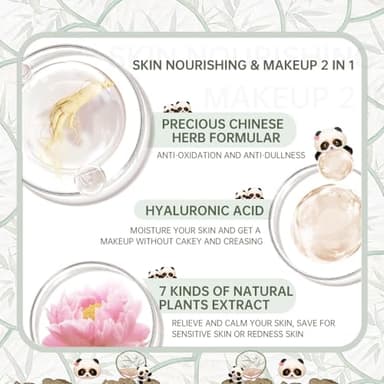 CATKIN Panda Land Full Coverage Cushion Fondation, Breathable Hydrating Nourishing Poreless Face Makeup Save for Sensitive Skin,Sheer Finish (C01 Fair) - Image 5