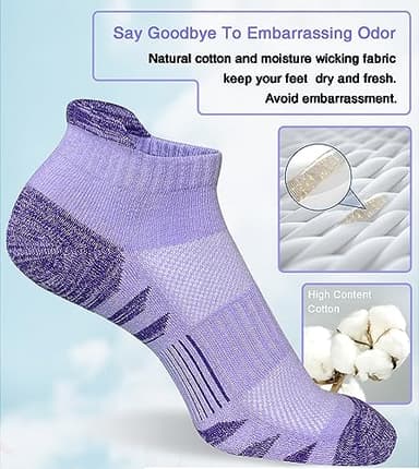 Heyoboy Womens Ankle Anti-blister Thick Cushioned Wicking Odor Resist Athletic Running Socks, Size 6-9, Colorful 5 Pairs - Image 5