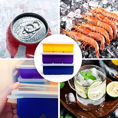 Excnorm Silicone Ice Cube Trays 3 Pack - Large Size Silicone Ice Cube Molds with Leak Proof Removable Lid Square Ice Cube Tray And BPA Free for Cocktail,Whiskey, Stackable Flexible Ice - Image 8