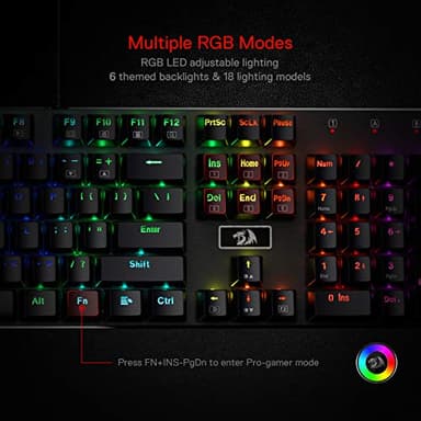Redragon K556 RGB LED Backlit Wired Mechanical Gaming Keyboard, 104 Keys Hot-Swap Mechanical Keyboard w/Aluminum Base, Upgraded Socket and Noise Absorbing Foams, Quiet Linear Red Switch - Image 4