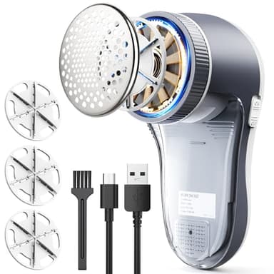 POPCHOSE Fabric Shaver, Lint Remover for Clothes, Electric Lint Shaver with 6-leaf Blades, Sweater Shavers to Remove Pilling for Clothing, Couch, Furniture, Fuzz, Lint Ball, Pillings, USB Rechargeable - Image 1