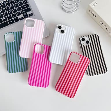 Yeddabox for iPhone 13 Case Cute Striped Phone Case Soft TPU Slim Shockproof Phone Cover for Women Girls, Blue and White - Image 7