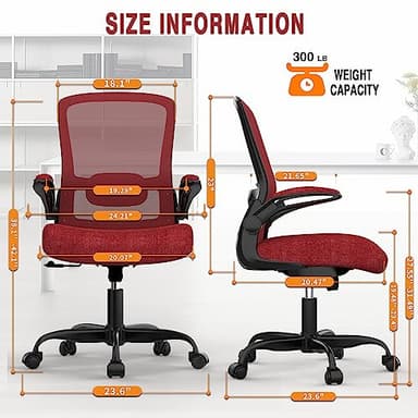 Mimoglad Office Chair, Ergonomic Desk Chair with Adjustable Lumbar Support, High Back Mesh Computer Chair with Flip-up Armrests-BIFMA Passed Task Chairs, Executive Chair for Home Office - Image 2
