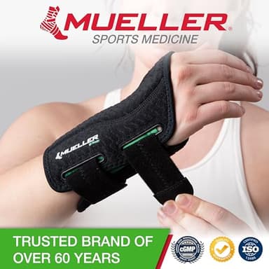 MUELLER Sports Medicine Green Fitted Wrist Brace for Men and Women, Wrist Pain Relief Support, Ideal for Carpal Tunnel, Tendonitis, Arthritis, Right Hand, Black, Small/Medium - Image 7