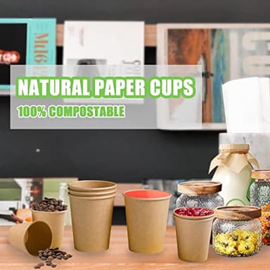 Lamosi 200 Pack 8 oz Kraft Paper Cups, Brown Disposable Paper Coffee Cups, Unbleached Paper Cups for Hot/Cold Beverage Party Home Office - Image 7