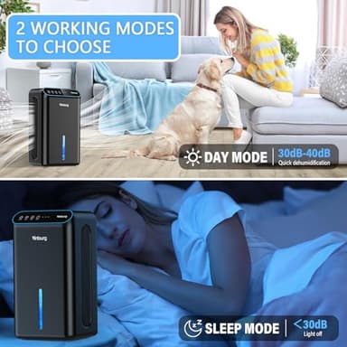 Dehumidifier for Home, Dehumidifier for Basement with 85 OZ Big Water Tank, (800 sq.ft.) Small Dehumidifier with Drain Hose for Bedroom Bathroom with Auto Shut Off, Timer, 7 Colors LED (Black) - Image 4