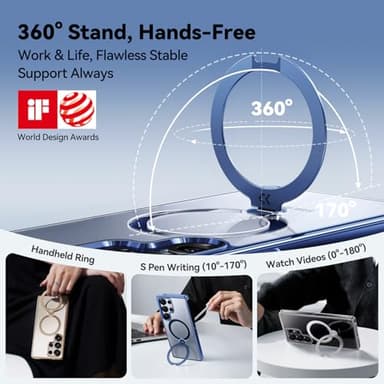 CASEKOO Magnetic 360 Stand & Polish Titanium Blue for Samsung Galaxy S25 Ultra Case, 16FT Military Protection, Fit for MagSafe, Protective Slim S25 Ultra Case with Kickstand Ring 6.9" - Image 2