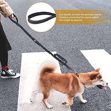 AUBELL Tactical Dog Leash Heavy Duty,4-6ft Reflective Strong No Pull Bungee Leash for Medium Large Dogs with Comfortable Padded Double Handle,Car Seat Belt,360 Degree Rotating Carabiner,Black - Image 8