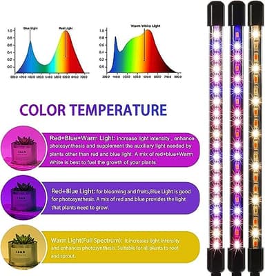LEOTER Grow Light for Indoor Plants - Upgraded Version 80 LED Lamps with Full Spectrum & Red Blue Spectrum, 3/9/12H Timer, 10 Dimmable Level, Adjustable Gooseneck,3 Switch Modes - Image 7