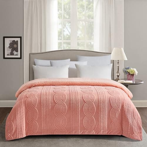 PU MEI Sherpa Throw Blanket for Couch Sofa 90”*80”- Fleece 3D Tufted Fuzzy Soft Cozy Blanket for Bed, Thick Warm Blanket for All Seasons, (Orange, 80"*90") - Image 1