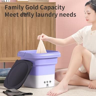 Portable Small Washing machine,13L Capacity Foldable Mini Washer,Ideal for Baby Clothes, Underwear & Small Items. Perfect for Apartments, Dorms, RVs & Travel (Purple) - Image 5
