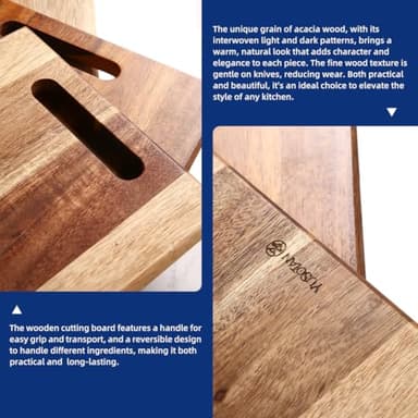 YUSOTAN 3-piece Acacia Wood Cutting Board Set for Kitchen, Large Wooden Cutting Board Set with Handle, Thick Chopping Board, Butcher Block Wooden Trays for Meat, Fruit Vegetable and Cheese - Image 7