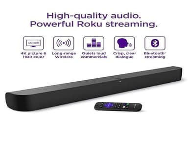 onn. Roku Smart Soundbar with Built-in 4K Streaming Media Player (Renewed) - Image 2