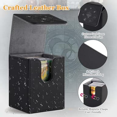 Arkeiliy Card Deck Box, 110+ Storage MTG Deck Box with 50 Pcs Card Sleeve, Collectible Trading Card Cases for Magic Commander and More (Black) - Image 3