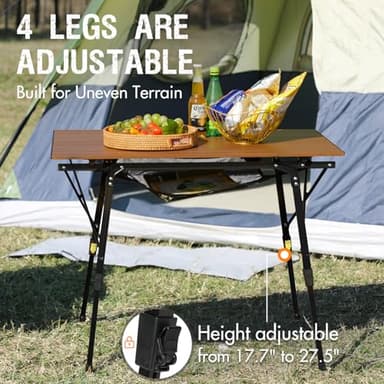 PORTAL Camping Table Portable Folding Table Ultra Lightweight Folding Camp Table 4 Adjustable Legs Aluminum Roll Up Table Top with Carry Bag for Outdoor Travel Backyards BBQ - Image 3