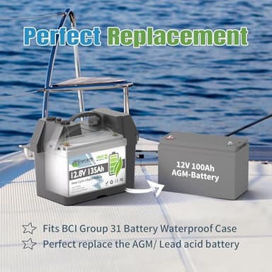 TCBWORTH 12V Lithium Battery 135Ah Bluetooth, Rechargeabel Deep Cycle LiFePO4 Batteries, 100A Smart BMS with Low-Temp Protection, Perfect for RV, Solar, Boat, Marine, Trolling Motor - Image 5