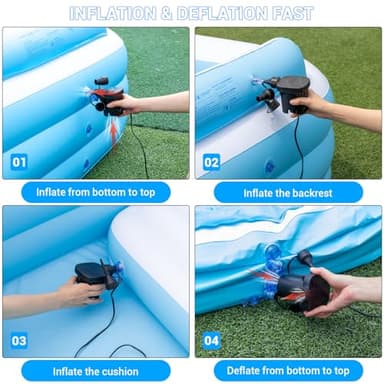 Large Inflatable Pool with Lights - 145'' X 74'' X 22'', Thickened Blow Up Pool with Seats & Backrest for Adults, 7 Color Big Swimming Pool for Family Water Party Backyard Summer - Image 6