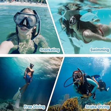 Snorkeling Gear for Adults, Dry-Top Snorkel Set Scuba Diving mask (Black+Pink) - Image 7