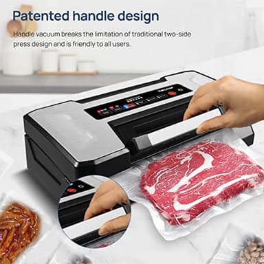 Vakumar Liquid Vacuum Sealer Machine, 90Kpa Vacuum Sealer Machine Preservation Dry/Moist/Liquid Modes, LED Indicator Light, Handle Locked Design, Built-in Cutter and Bag Storage, Removable Drip Tray - Image 4