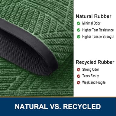 Smiry Front Door Mat Outside Entrance, Heavy Duty Sturdy Natural Rubber Doormat, Trap Dirt and Moisture, Easy Clean Low Profile Welcome Floor Mats for Indoor Outdoor Entry, 47x32 Inch, Green - Image 5