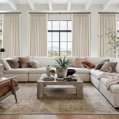 Topfinel 102 Inches Long Cream Colored Custom Total Blackout Linen Curtains, Tan Pinch Pleated Curtains with Pin Hooks for Traverse, Burlap Viral Drapes 2 Panels for Living Room Master Bedroom - Image 6