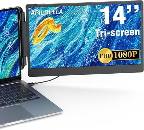 APILDELLA 14'' 1080P Portable Dual Monitor Extender for Laptops - USB C and HDMI, Plug-Play for Dual Display on Mac and Windows, Fits 13''-17.3'' Laptops - Image 1