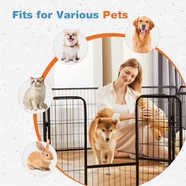 Sweetcrispy Dog Playpen Indoor - Pet Fence Puppy Exercise Pen for Yard Gate 8 Panel 24” Height Heavy Duty Crates with Doors Metal Dog Pen for Camping, RV, Outdoor, Small/Medium Pets - Image 7