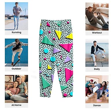 VVGETE 80s Men's Jogger Sweatpants Lightweight Track Pants,Mens Casual Pants 90s Outfit for Men Black - Image 7