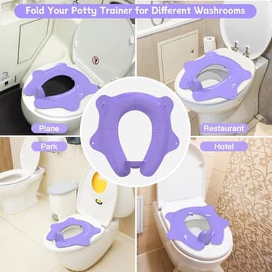 SKYROKU Foldable Kids Toilet Seat – Portable & Anti-Slip Travel Potty Training Seat for Toddlers, DIY Stickers, Storage Bag, Easy Clean & Compact for Home, Daycare, Grandparents House (Ages 2-6) - Image 7