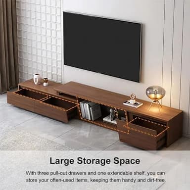 homary Extendable TV Stand & Nesting Coffee Table Set of 2（Walnut） - Image 6