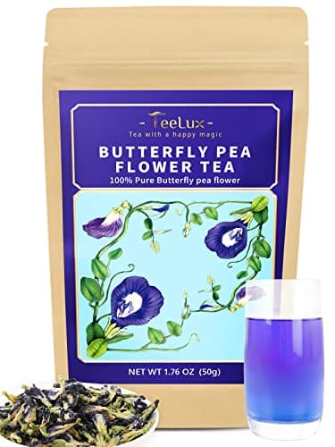 TeeLux Butterfly Pea Flower Tea, Non-GMO, Pure Natural Butterfly Pea Tea, Premium Dried Butterfly Pea Flower for Blue & Purple Drinks and Food Coloring, 1.76 Oz - Image 1