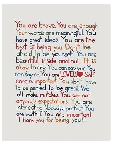 “You Are Brave, You Are Enough” Inspirational Wall Art Print – Affirmation Typography Poster for Self-Love, Mental Health – Classroom, Office, Bedroom, Therapy Room Décor – 8x10 Unframed - Image 1