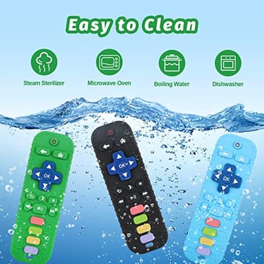 Fu Store 2 Pack Baby Teether Toy Chew Toy for Babies 0-12 Months 6-36 Months TV Remote Control Shape Teething Relief Baby Toys for Infants Developmental Soothe Babies Gums Gifts Set, Black Purple - Image 5