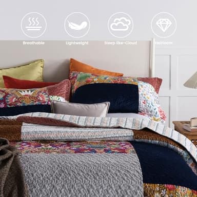 Secgo King Size Comforter Set- 100% Cotton Quilt King Size Set, Green, Sage bedspreads (96 * 108 Inch) with 2 Pillow Shams, Patchwork Reversible Lightweight Bedding - Image 3