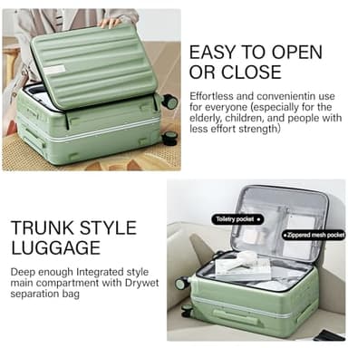 Hanke 20 Inch Carry-On Luggage with Wheels PC Hard Shell Suitcases Top Opening Aluminum Frame Travel Luggage Suitcases for Woman Men.(Bamboo Green) - Image 6