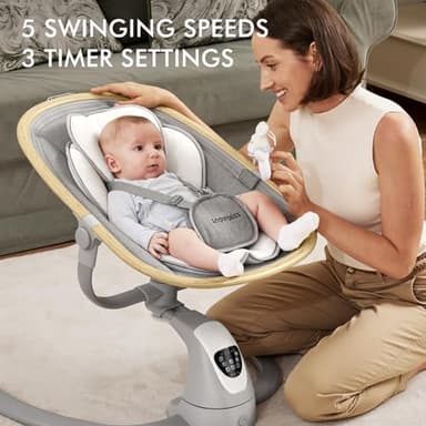 Angelbliss Baby Swing with Cry Detection, Electric Swing - Side-to-Side & 180 Rotation, for Infants & Toddlers (Grey) with 5 Speeds - Image 2