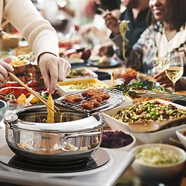 Saltlas Deep Fryer Pot (°F), 11"/4.4Qt (4.2 L) Extra Large Tempura Frying Pot with Lid, 304 Stainless Steel Fry Pot with Fahrenheit Thermometer and Oil Drip Drain Rack - Image 7