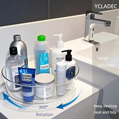 YCLADEC 4 Pack Lazy Susan 11.5" Inch Turntable Organizer Organization Storage Container Bins Spice Rack Cabinet Rotating Condiment for Pantry Countertop Kitchen Vanity Bathroom Jewelry Holder Clear - Image 3