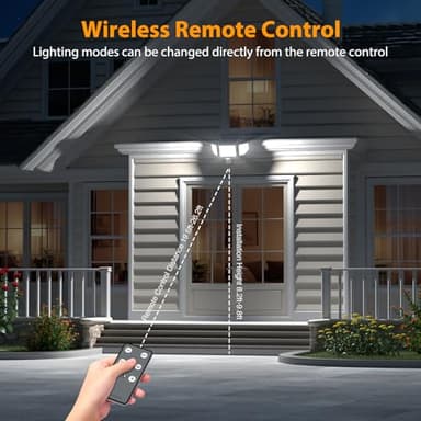 Onforu 4500LM Solar Lights Outdoor, 3 Heads Security Lights with Remote Control, IP65 Waterproof Motion Sensor Lights, 3 Modes Flood Lights for Wall, Porch, Yard, Outside, 2 Pack - Image 5