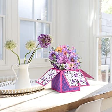 POPGIFTU Mother's Day Pop Up Card, Purple Flower Bouquet Birthday Card for Mom, Mother, Grandma, Women, Wife, Daughter, with Notecard & Envelope - Image 6