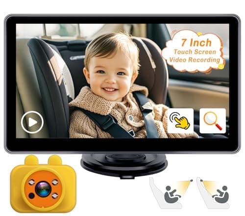 Yakry Baby Car Camera 7-Inch - 3X Zoom Recording Touchscreen 1080P HD Easy to Install 150° Wide Angle Rear Facing Backseat Camera 940nm Night Vision for Infant - Image 1
