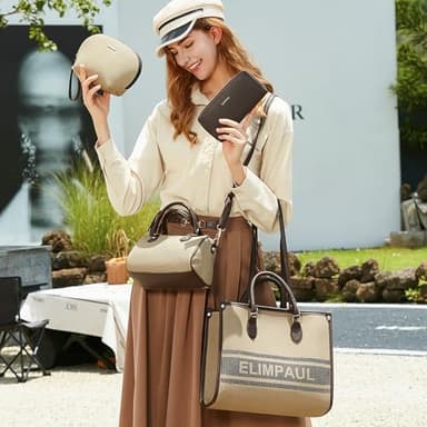 Women Fashion Handbag Wallet Tote Bag Shoulder Bag Top Handle Satchel Purse Set - Image 6